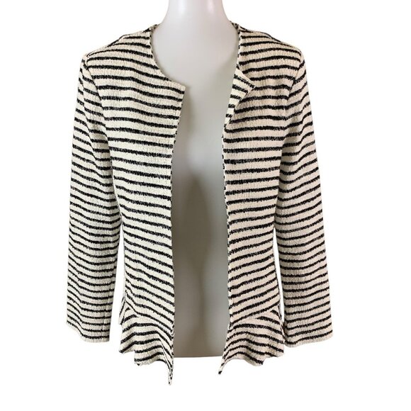 Dolan Striped Open Front Cardigan Textured Knit Casual Workwear Medium - Picture 1 of 4